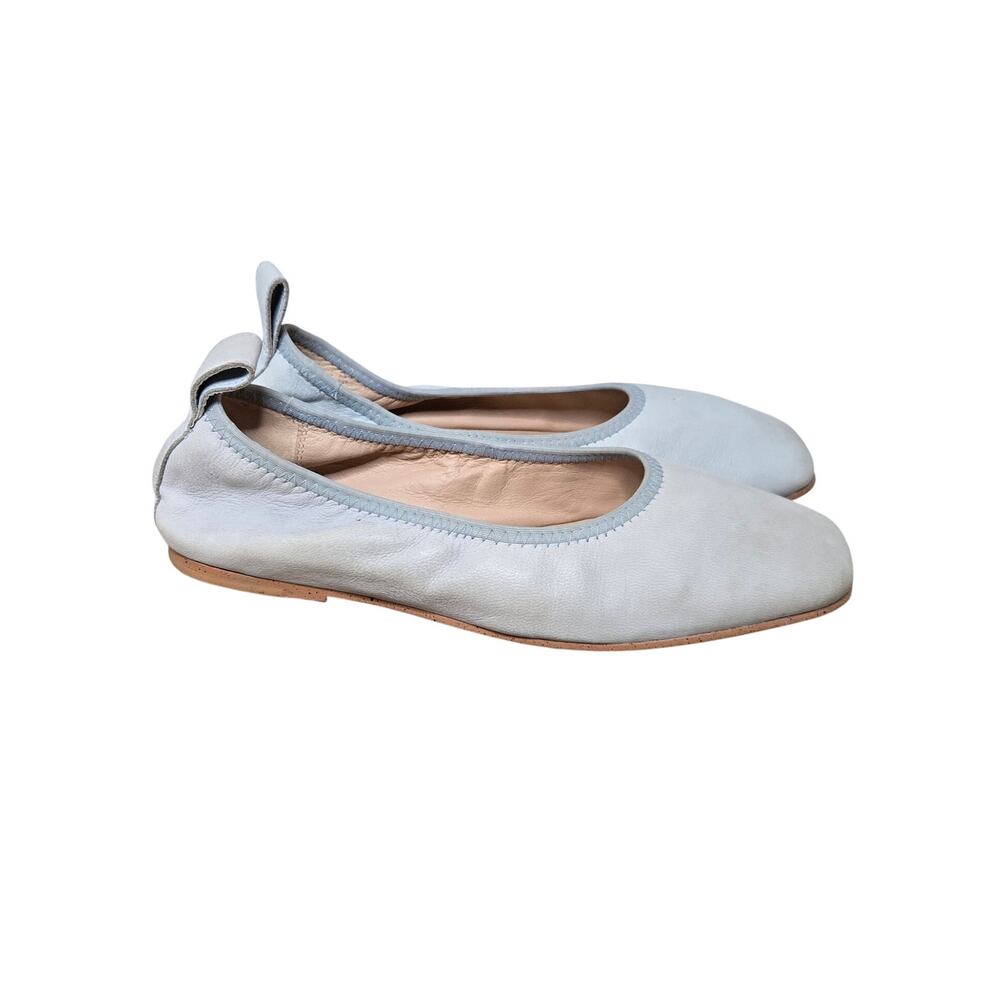 CLARKS Women’s Square Toe Leather Ballet Flats Powder Blue Size 6